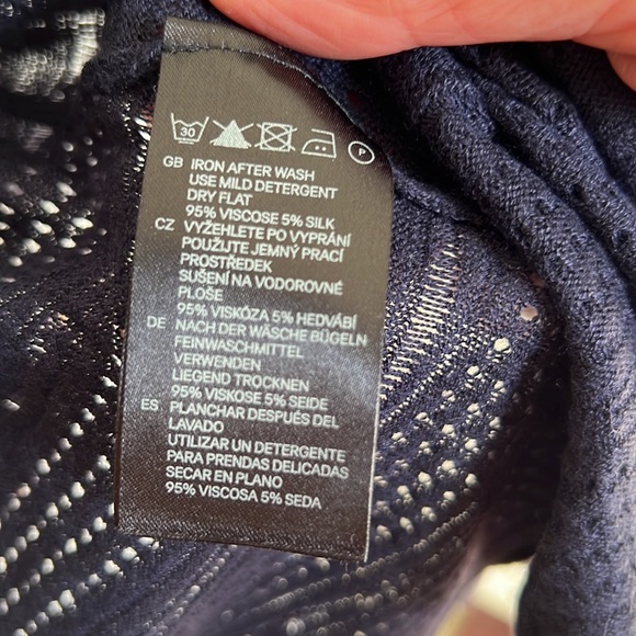 EUC H&M Open Front Navy Blue Silk Blend Cardigan size S - Picture 8 of 13